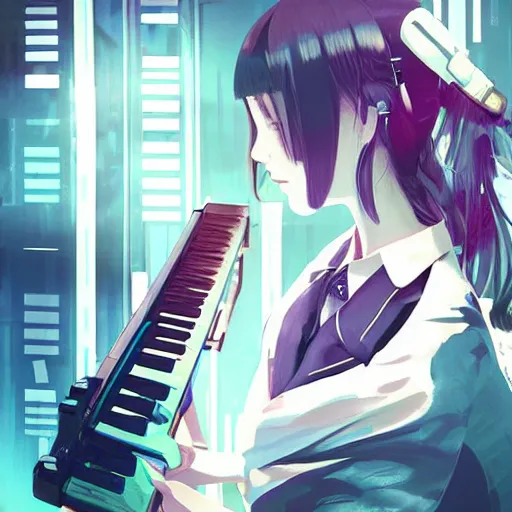 Image similar to Frequency indie album cover, luxury advertisement, white, indigo and teal colors. highly detailed post-cyberpunk sci-fi close-up schoolgirl in asian city in style of cytus and deemo, mysterious vibes, by Ilya Kuvshinov, by Greg Tocchini, nier:automata, set in half-life 2, beautiful with eerie vibes, very inspirational, very stylish, with gradients, surrealistic, postapocalyptic vibes, depth of filed, mist, rich cinematic atmosphere, perfect digital art, mystical journey in strange world, bastion game, arthouse