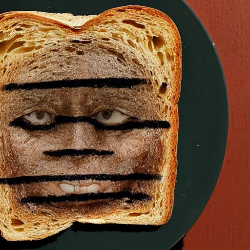 Image similar to photo of breakfast toast that looks like hillary clinton's face, taken with my nikon d 3