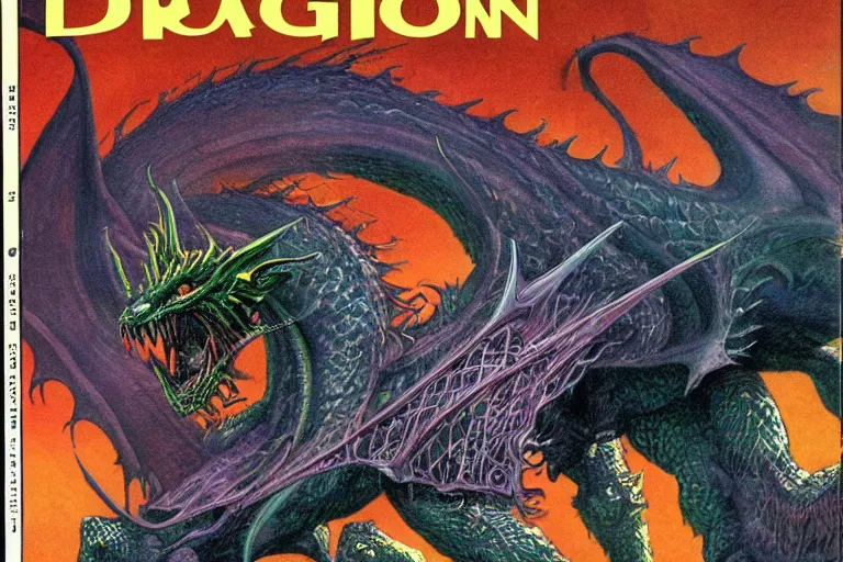 Image similar to 1979 Dragon magazine cover depicting a draconic humanoid mage in fantasy style by Larry Elmore.