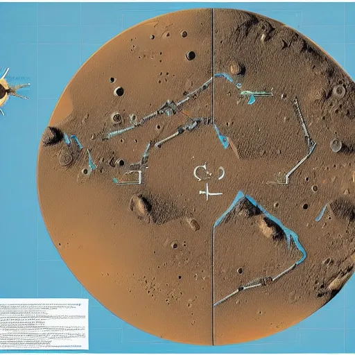 Prompt: a map of a new civilization on mars