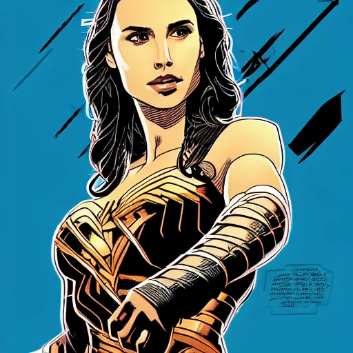 Prompt: portrait of gal gadot, by laurie greasley