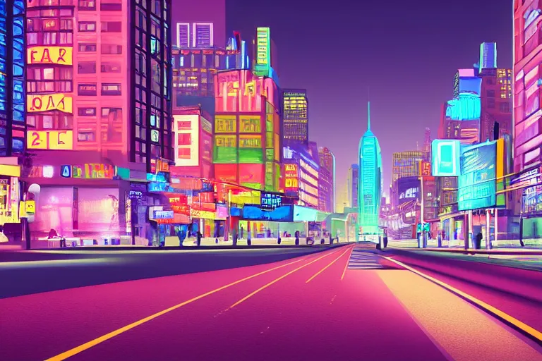 Prompt: view of a street corner in a city from the year 2 0 5 0, lots of neon, chrome and glass buildings, photorealistic