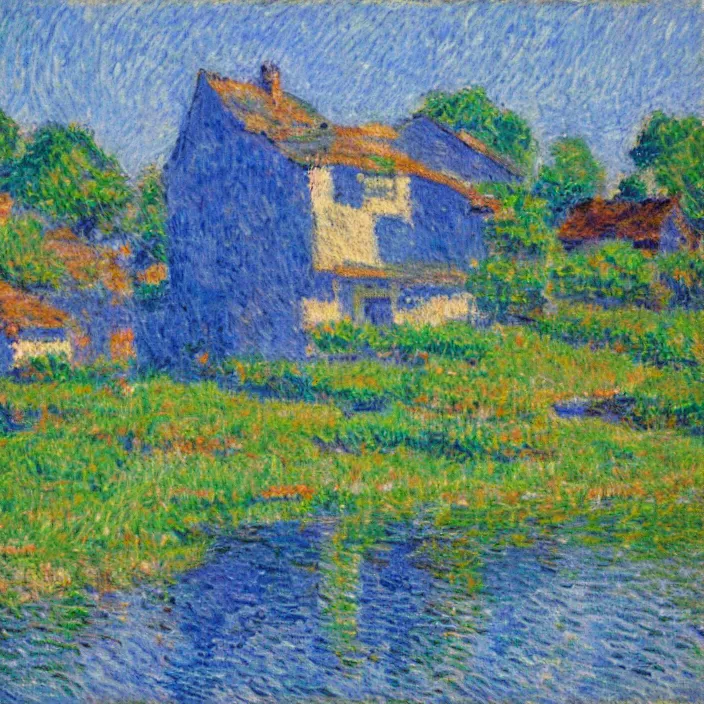 Image similar to a building in a serene landscape, post - impressionism