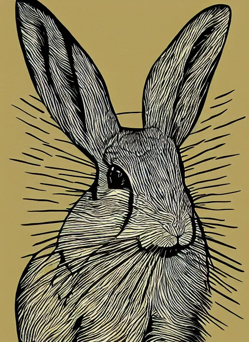 Image similar to rabbit woodcut print by Julie de Graag