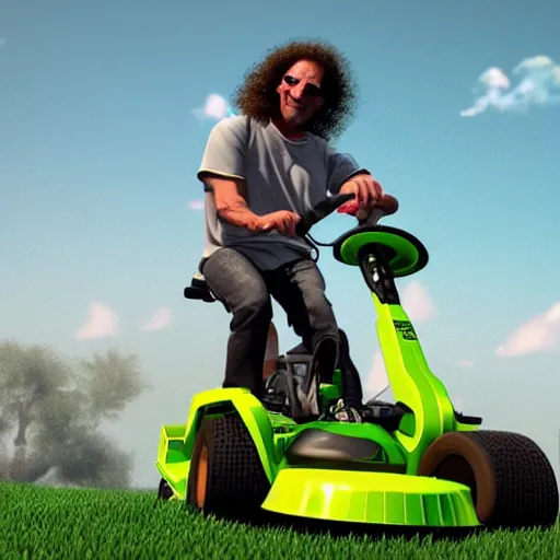 Prompt: kenny g riding a lawnmower playing the saxophone, epic, cinematic, realism, ultra detailed, 8 k