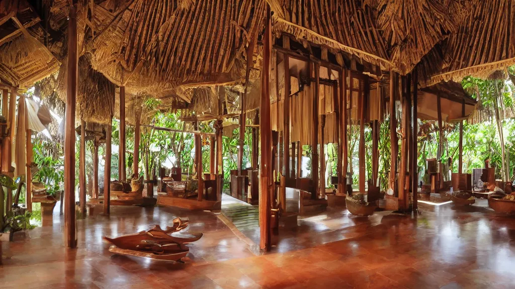 Image similar to bali interior indoor architecture, trending, famous, popular