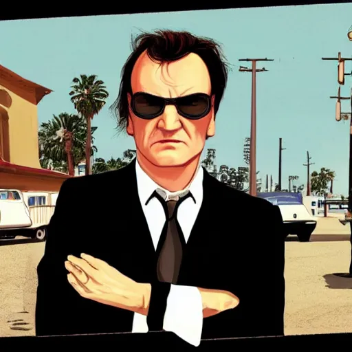 Image similar to quentin tarantino in style of gta