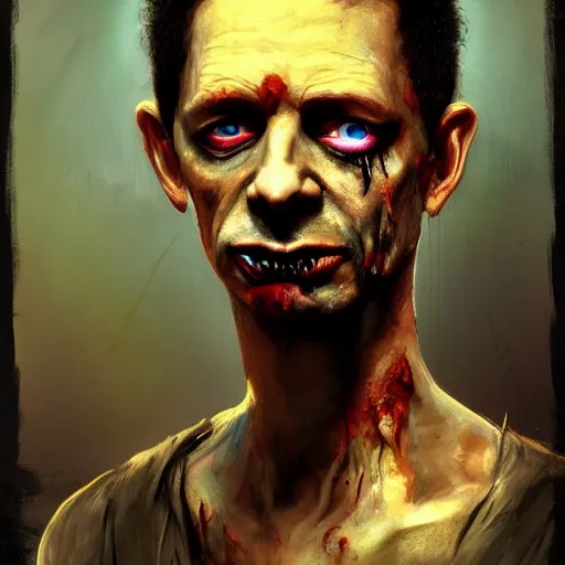 Prompt: color portrait of singer martin g. from depeche mode as a zombie, 7 days to die zombie, gritty background, fine art, award winning, intricate, elegant, sharp focus, cinematic lighting, digital painting, 8 k concept art, art by michael hussar, art by brom, art by guweiz and z. w. gu, 8 k