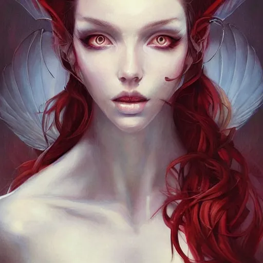 Image similar to a beautiful painting representative of the art style of artgerm and wlop and gerald brom