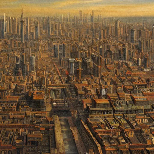 Prompt: painting of a city by jakub dvorsky