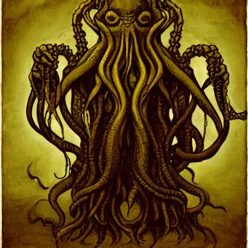 Prompt: cthulhu by rembrandt - n 4