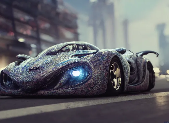 Image similar to hd wallpaper of a car made out of squids, octane render, 8 k, hyperrealistic, unreal 5, intricate detail, cinematic, studio lighting, concept art, trending on artstation