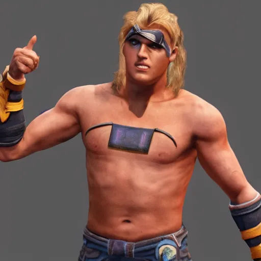 Image similar to jake paul as a mortal kombat dlc, 3 d model, fighting video game, promotional material, render