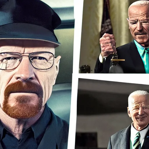 Image similar to Walter White is awarded the Presidential Medal of Freedom from Joe Biden in Breaking Bad