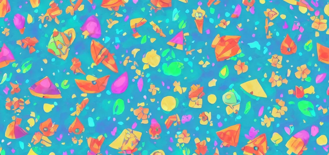 Image similar to pattern of water, zelda wind waker vibes, animal crossing vibes, summer vibes, colorful