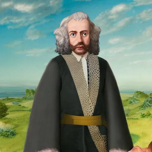 Image similar to portrait of king charles the 4 th in a still in a miyazaki movie