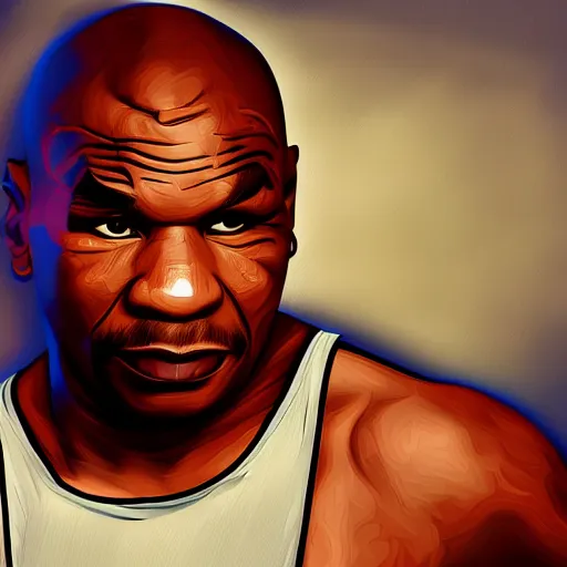 Prompt: Mike tyson grand theft auto art style digital painting artwork