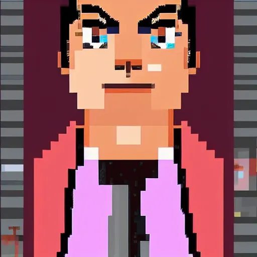 Prompt: Michael Jackson wearing pink as a video game character, pixel art, 2d rpg