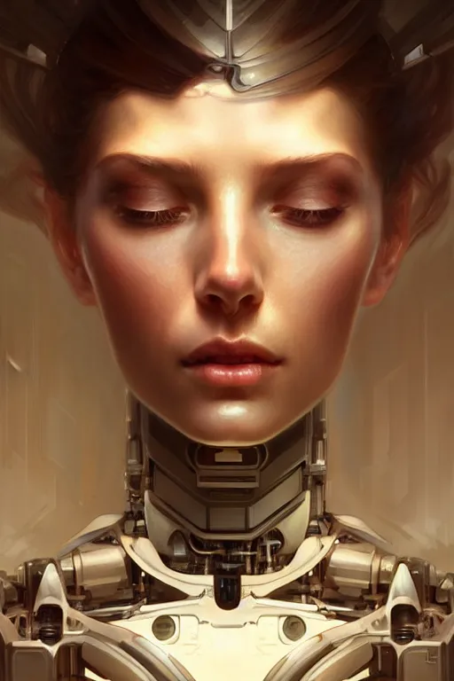 Image similar to beautiful crying! female mechanical android!, half portrait, intricate detailed environment, photorealistic!, intricate, elegant, highly detailed, digital painting, artstation, concept art, smooth, sharp focus, illustration, art by artgerm and greg rutkowski and alphonse mucha