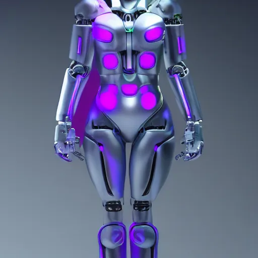 Image similar to Epic masterpiece of a female android robot inspired by ghost in the shell, full body shot, 8k, iridescant colors.