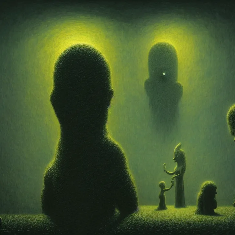 Image similar to a cinematic scene from the simpsons, solidity and eternity, lovecraft, concept art by beksinski and jean delville, dramatic lighting, ultra hd, hdr, 8 k