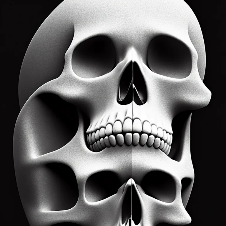 Image similar to black and white light 3D geometry, skull, matte bright highly detailed, poetic, 3D render, digital art, octane render, 8K artistic photography, photo-realistic, by Dora Maar