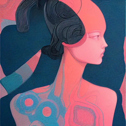 Prompt: abstract female portrait by james jean and Jason Chan