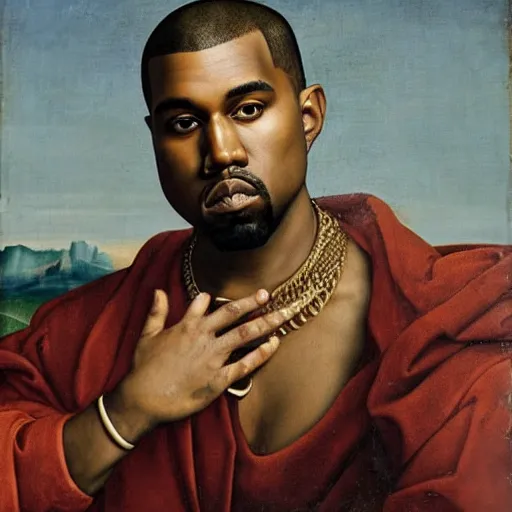 Image similar to A Renaissance portrait painting of Kanye West