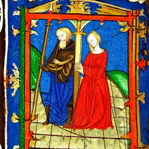 Prompt: manon and gregoire, medieval illumination