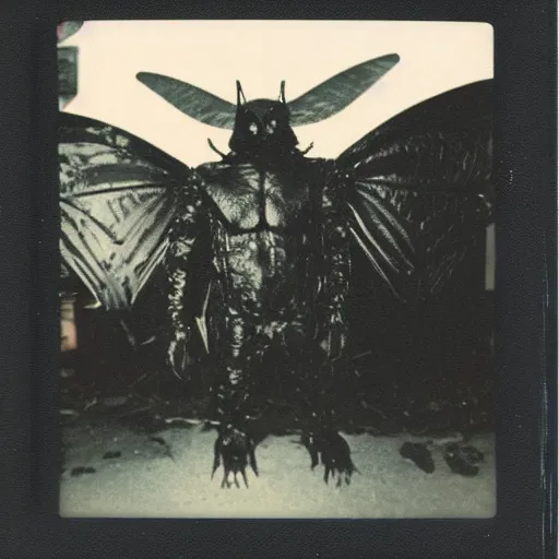 Prompt: real Polaroid photo of Mothman