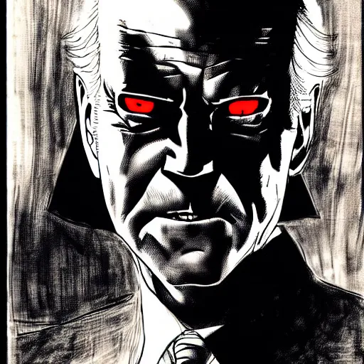 Image similar to Joe Biden looking sinister, by Tsutomu Nihei, highly detailed