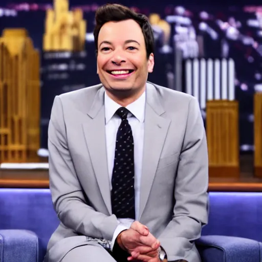 Image similar to Jimmy Fallon on the Tonight Show interviewing Jesus, getty images