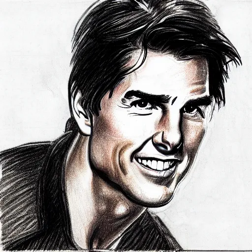 Image similar to a portrait drawing of Tom Cruise drawn by Mort drucker