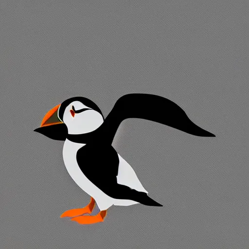 Image similar to flat single tone black vector silhouette of a puffin, pure white background, 4 k resolution