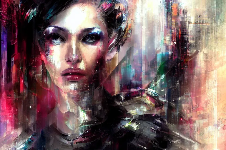 Image similar to cyberpunk woman's portrait art by yossi kotler, beautiful, soft, smooth subdued colors, highly detailed