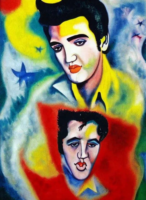 Prompt: oil painting of elvis presley by chagall