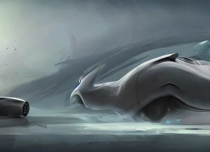 Image similar to beautiful concept design of a car that looks almost like a whale. car design by cory loftis, fenghua zhong, ryohei hase, ismail inceoglu, ruan jia, henrik fisker, bruce kaiser, scott robertson, dmitry mazurkevich, doruk erdem, and jon sibal. volumetric light