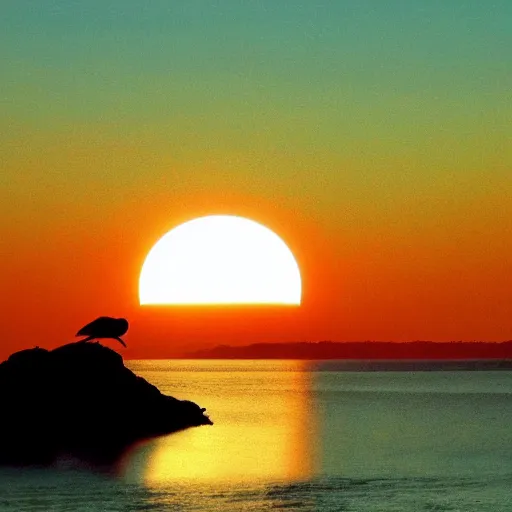 Image similar to red sun over the paradise when the wind is slow and the fire is hot the vulture waits to see what rots