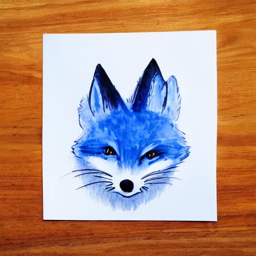 Image similar to a blue tailed fox searching for easter eggs, cute aquarel