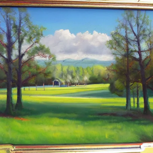 Prompt: beautiful oil painting of wiley park galva by olaf krans