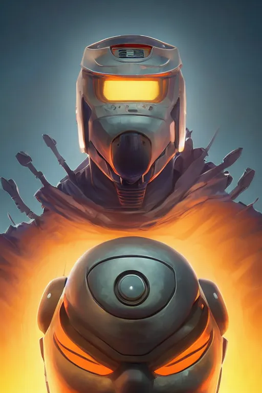 Image similar to epic mask helmet robot ninja portrait stylized as fornite style game design fanart by concept artist gervasio canda, behance hd by jesper ejsing, by rhads, makoto shinkai and lois van baarle, ilya kuvshinov, rossdraws global illumination radiating a glowing aura global illumination ray tracing hdr render in unreal engine 5