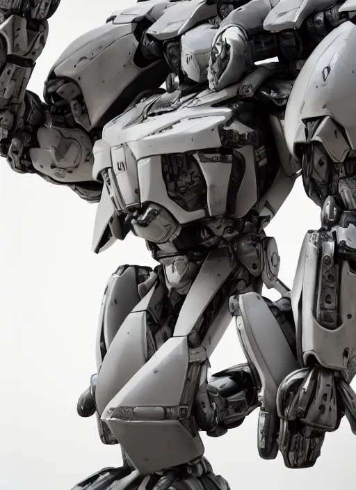 Prompt: a Photorealistic dramatic hyperrealistic full frame render of a futuristic exosuit warrior Mech,Ultra realistic details,glossy white metal,weathered surfaces,by Hidetaka Tenjin,Yoh Yoshinori,Yoji Shinkawa,Masamune Shirow,Beautiful dramatic dark moody tones and lighting,cinematic atmosphere,studio lighting,shadows,dark background, Octane render,8K