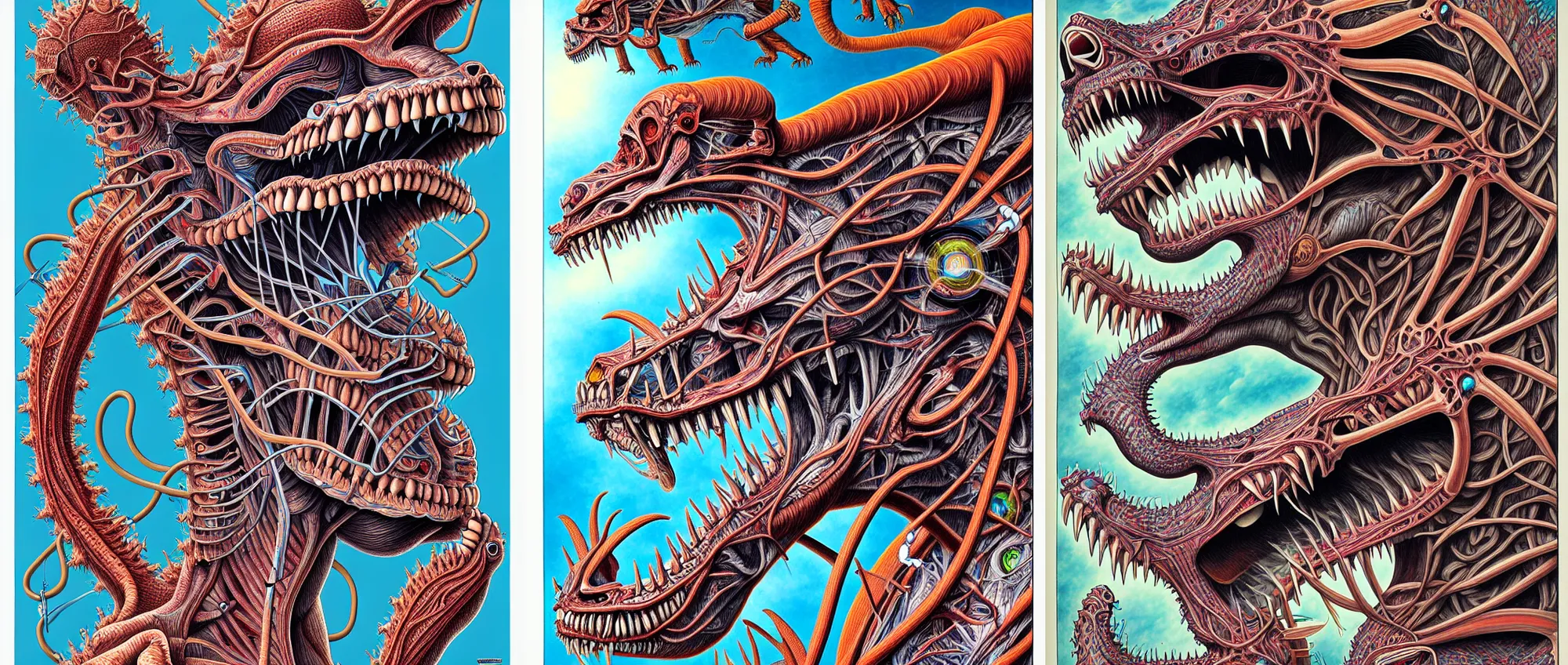 Prompt: an anatomical illustration of Kaiju from a medical journal by Nychos and Alex Grey, highly detailed, high detail, 8k