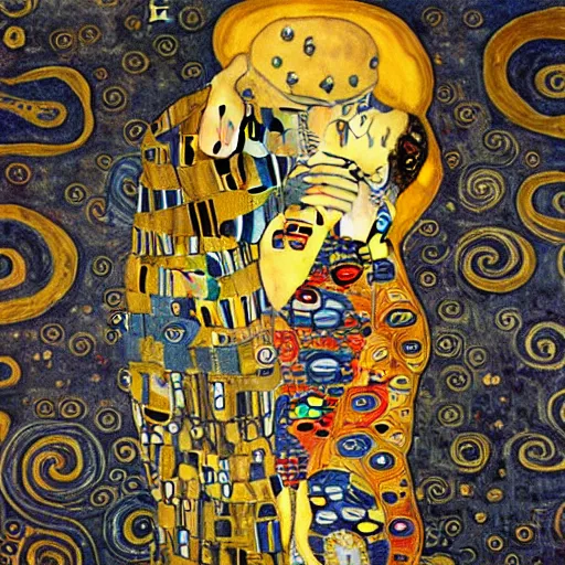 Image similar to illithid in the style of Gustav Klimt