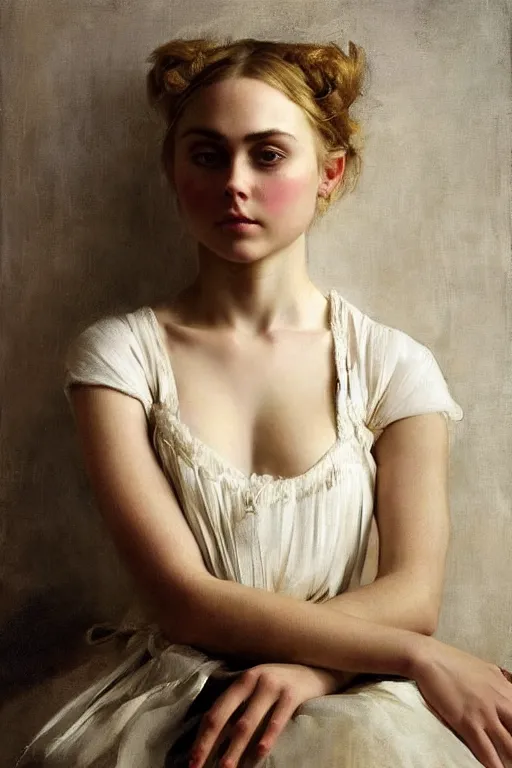 Prompt: beautiful oil matte portrait painting, annasophia robb, art by anders zorn, wonderful masterpiece highly detailed, beautiful cinematic light deep focus, elegant, digital painting, smooth, sharp focus, golden ratio, dramatic illumination, ultra realistic, 8 k, art by artemisia lomi gentileschi and caravaggio