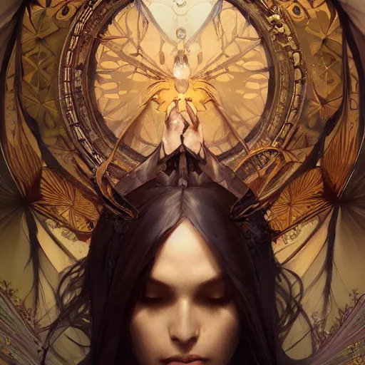 Image similar to death, dark fantasy, intricate, elegant, highly detailed, digital painting, artstation, concept art, wallpaper, smooth, sharp focus, illustration, art by artgerm and greg rutkowski and alphonse mucha