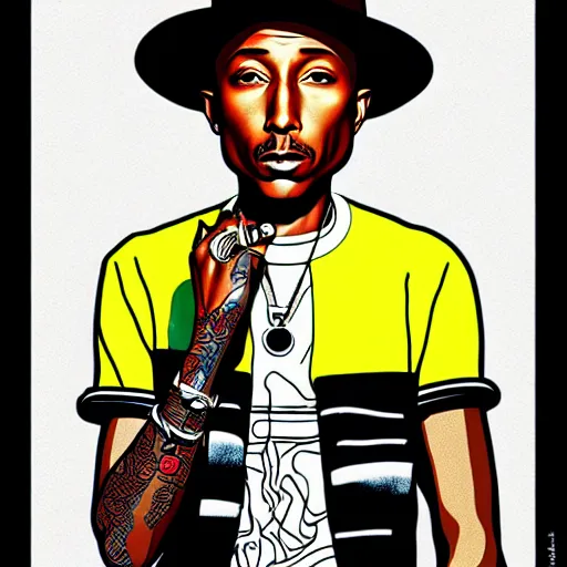 Prompt: pharrell williams by olivier bonhomme