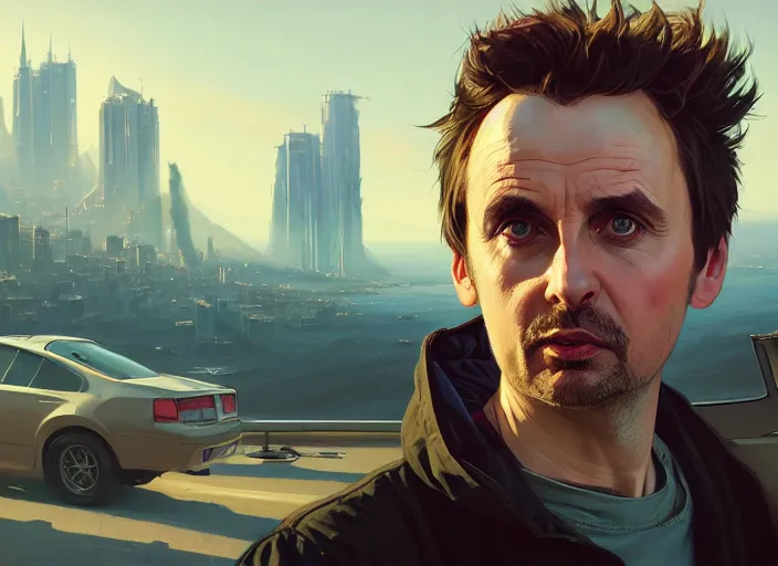 Prompt: highly detailed portrait of matthew bellamy, in gta v, stephen bliss, unreal engine, fantasy art by greg rutkowski, loish, rhads, ferdinand knab, makoto shinkai and lois van baarle, ilya kuvshinov, rossdraws, tom bagshaw, global illumination, radiant light, detailed and intricate environment