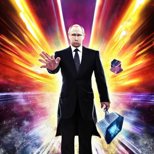 Image similar to vladimir putin as thanos, Cinematic, Portrait, Ultra-HD