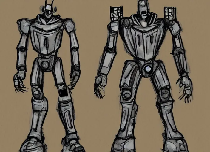 Image similar to professional basic drawings of evil warlord robots